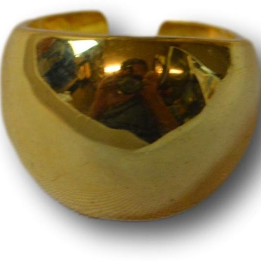 Large Gold Tone Domed Adjustable Ring - NEW
